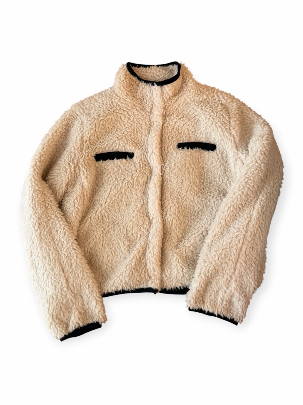 Thread & Supply Ivory Sherpa Fleece Jacket Snap Up Coat Women’s Size Large